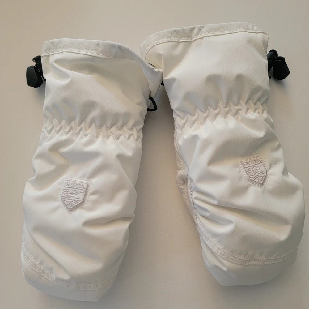 Hestra White Ski Mittens
